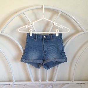 high waisted denim shorts